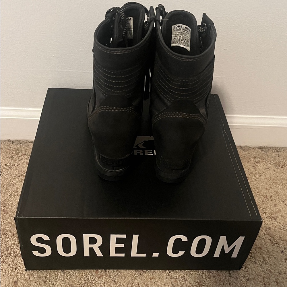 Sorel Black Lace-Up Wedge Boots - Picture 3 of 6